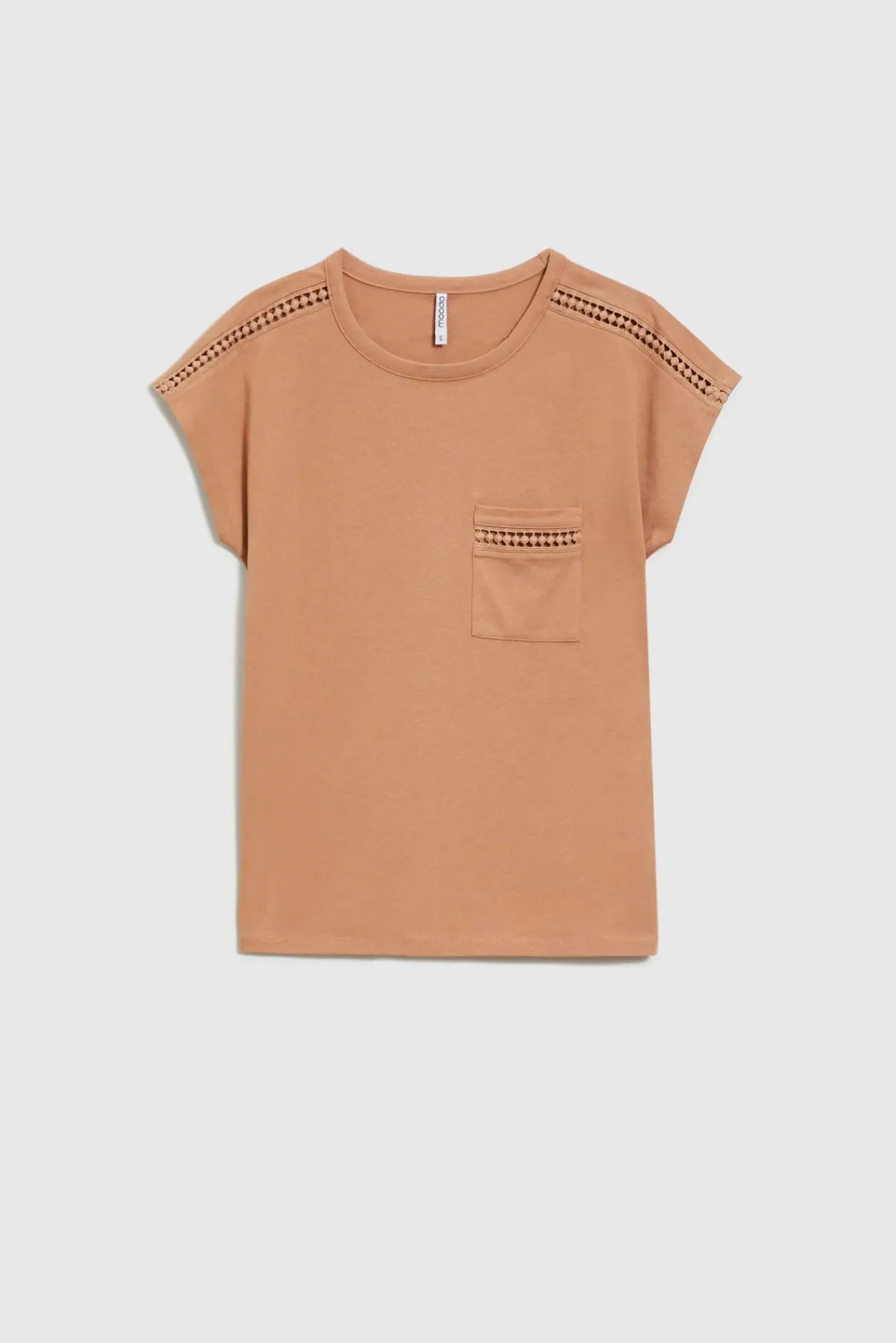 Bluzki Brązowe|Bluzki Bawełniane>Moodo Bawełniany t-shirt z kieszonką brązowy