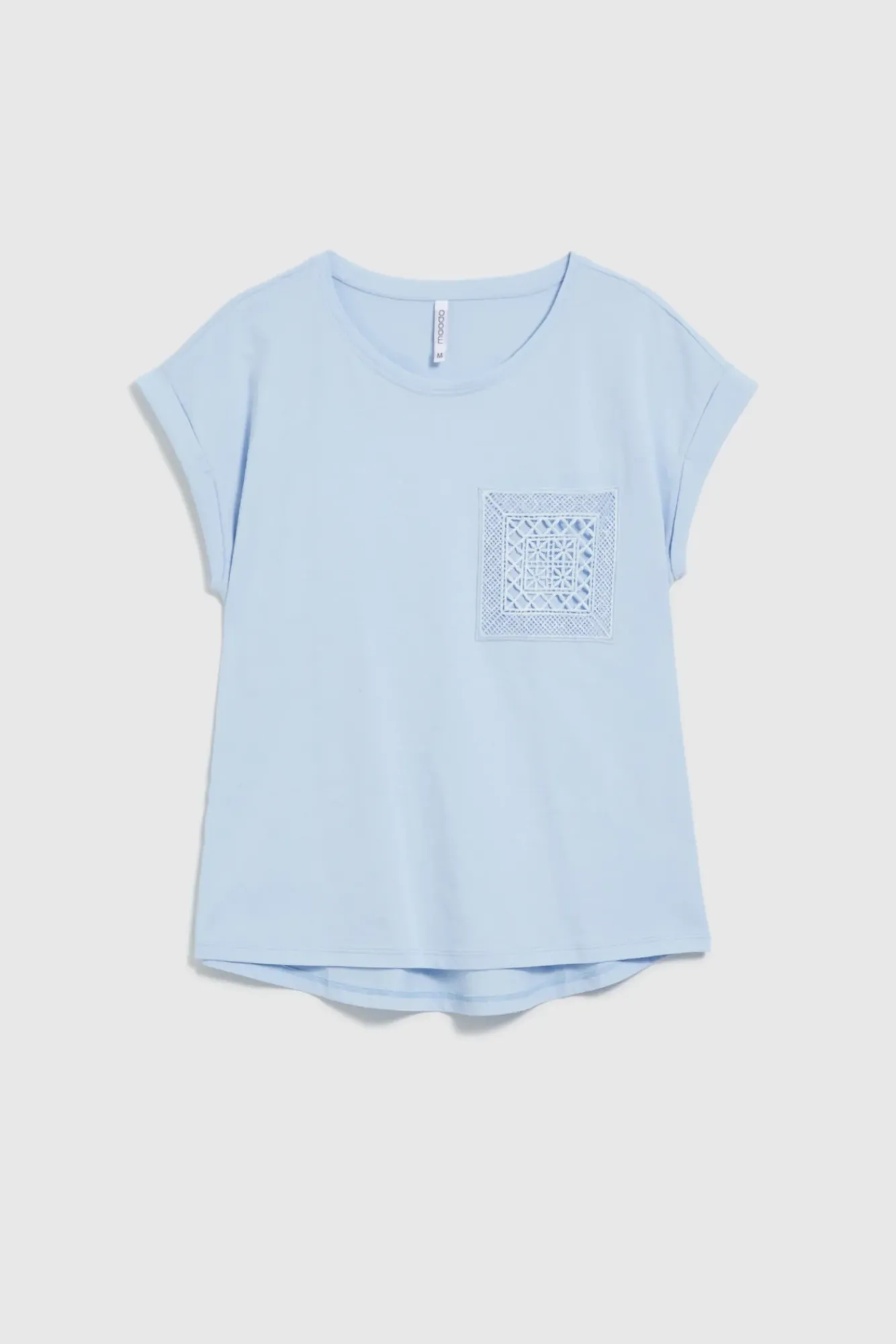 Bluzki Bawełniane|Bluzki Z Krótkim Rękawem>Moodo Bawełniany t-shirt z kieszonką błękitny