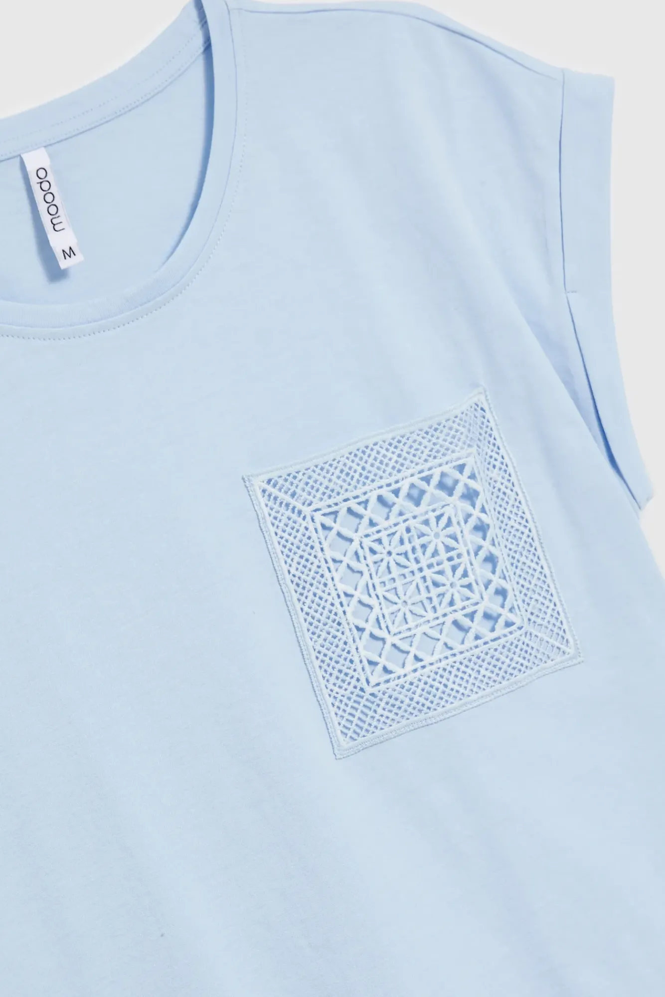 Bluzki Bawełniane|Bluzki Z Krótkim Rękawem>Moodo Bawełniany t-shirt z kieszonką błękitny