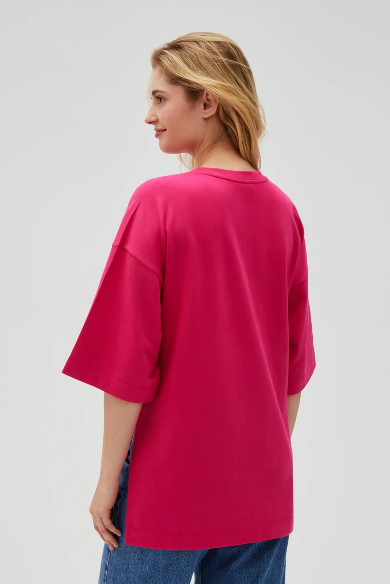 Bluzy Wiosenne|Bluzy Damskie Bez Kaptura>Moodo Bluza oversize fuksjowa