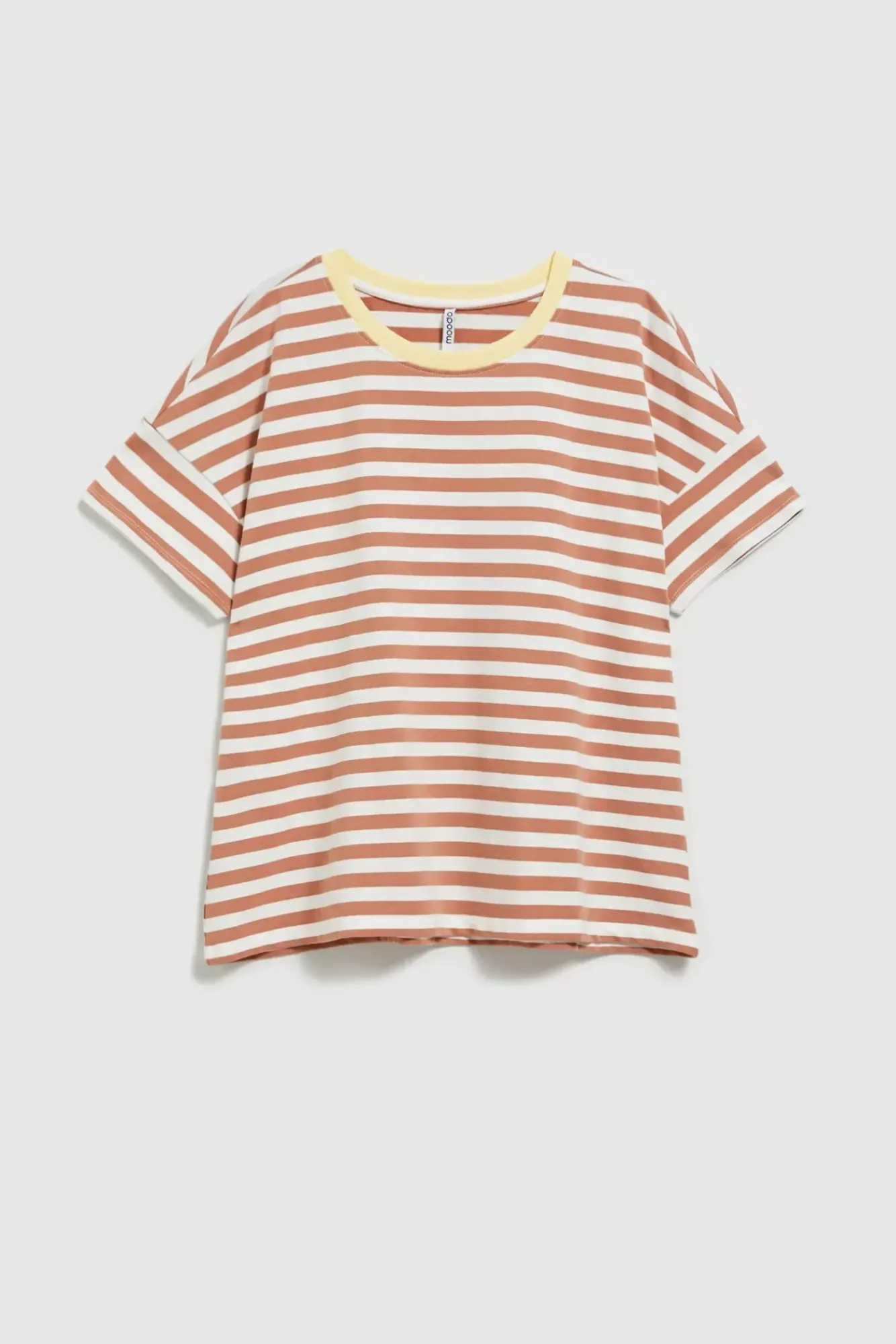 Bluzy Wiosenne|Bluzy Damskie Krótkie>Moodo Bluza w paski brązowa