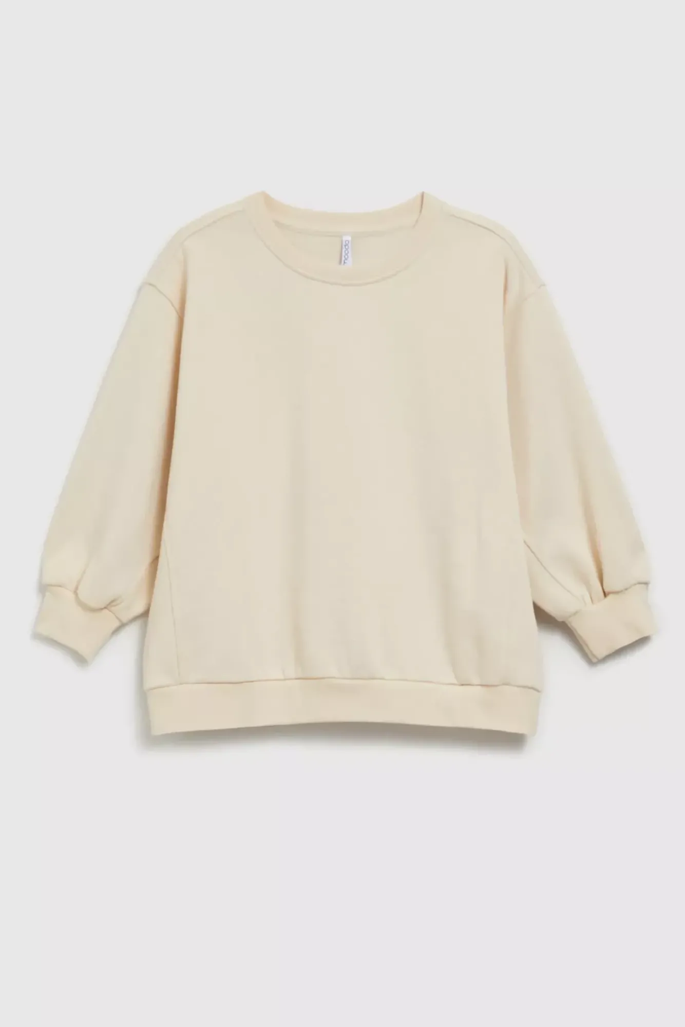 Bluzy Wiosenne|Bluzy Damskie Krótkie>Moodo Gładka bluza z rękawami 3/4 beżowa
