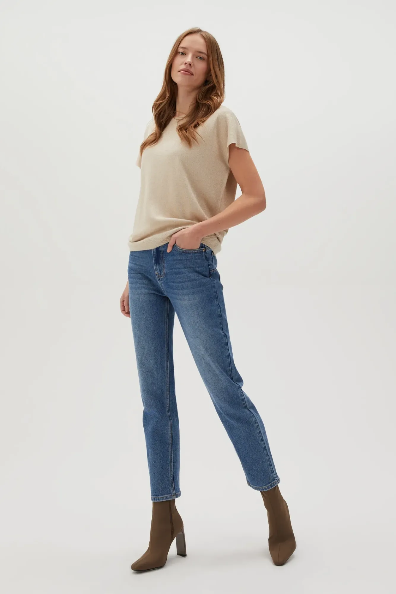 Jeansy Proste|Jeansy Regular Fit>Moodo Jeansy z prostymi nogawkami i z przetarciami niebieskie