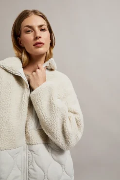 Kurtki Oversize|Kurtki Pikowane>Moodo Kurtka teddy beżowa